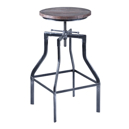 Armen Living Concord Adjustable Barstool in Industrial Gray Finish with Pine Wood Seat LCCOSTSBPI